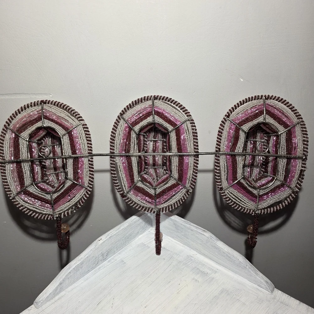 Rare Beaded Cowgirl Hat Western Artisan Wall Hooks